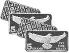 LOT 2 X 5 GRAM .999 FINE SILVER MONARCH EAGLE BARS BU