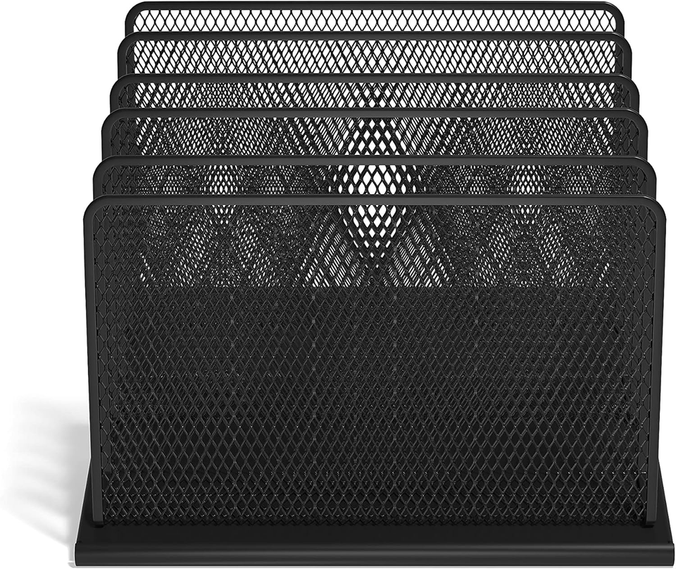Wire Mesh File Organizer, 5‑Compartment, Matte Black, 2‑Pack – Vertical ...