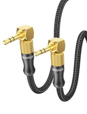 VANAUX 90 Degree Right Angle Aux Cable Male to 3.5mm Audio 6.6 ft, Black