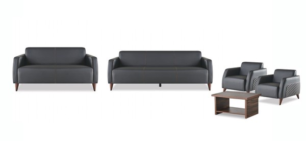 Ledersofas Schwarz 3-Sitzer 2-Sitzer Sessel Braun Couchtisch Couch Weich-image