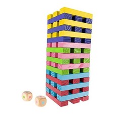 Nontraditional Giant Wooden Blocks Tower Stacking Game with Dice, Outdoor