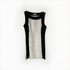 Calvin Klein Black White Colorblock Textured Wave Bodycon Dress Size 12