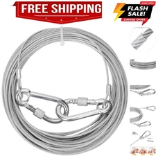 30ft Tie-Out Cable for Small Medium Dogs up to 50 Pounds,Dog Runner Tether Ch...