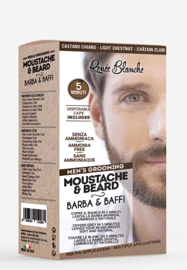 Renee Blanche Men's Grooming Colorazione Barba Baffi - Castano Chiaro - 3 Pezzi - Immagine 2