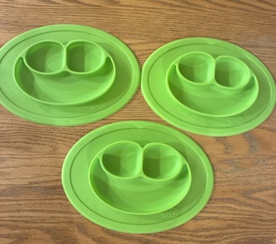 Lot Of 3 EZPZ Baby Placemat Food Plate DIVIDED Silicone Suction Lime Green
