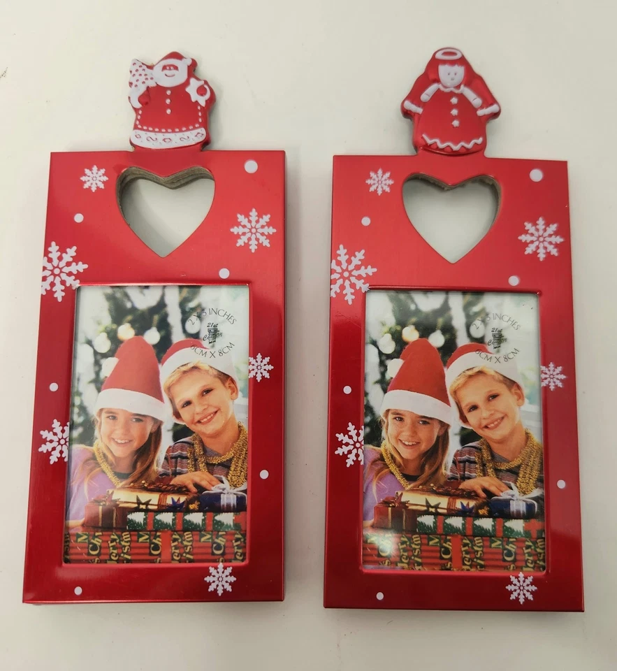 Juego de 4 marcos de fotos de Navidad marco de fotos de vacaciones lote de copos de nieve de 2x3 pulgadas Foto 3 de 4