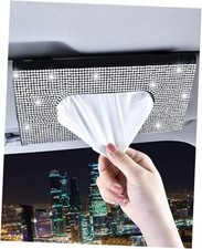 Bling Car Sun Visor Tissue Box Holder,PU Leather with Bling Crystal Black