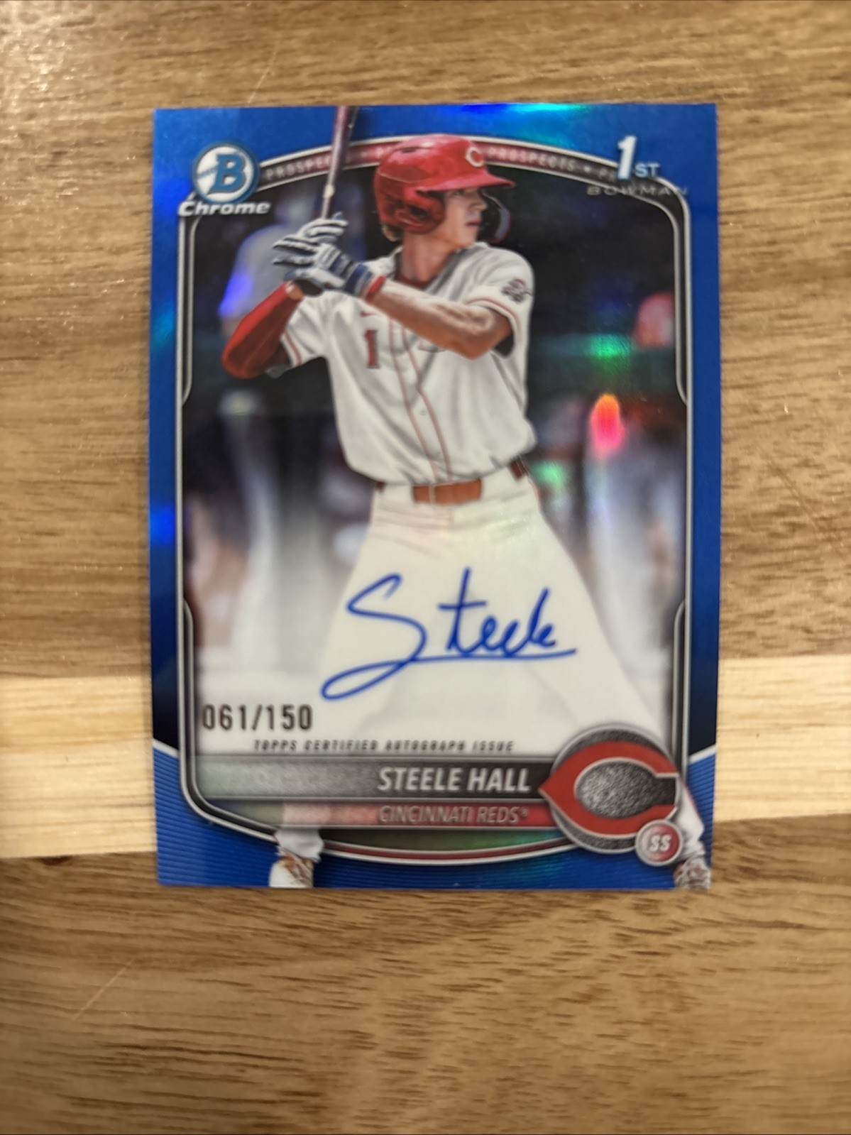 2025 Bowman Draft Chrome Prospect Autographs Steele Hall #CPA-SHA True Blue /150