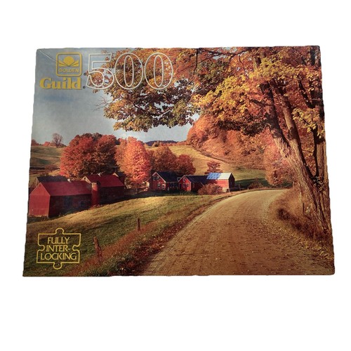 Vintage RARE Golden Guild 500 Piece Puzzle NEW ENGLAND FARM Jigsaw Unused - Picture 1 of 11