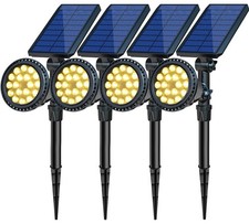 Solar Spotlights, 18 LED Solar Lights Outdoor Waterproof, 2 Mode Soft Warm Wh...