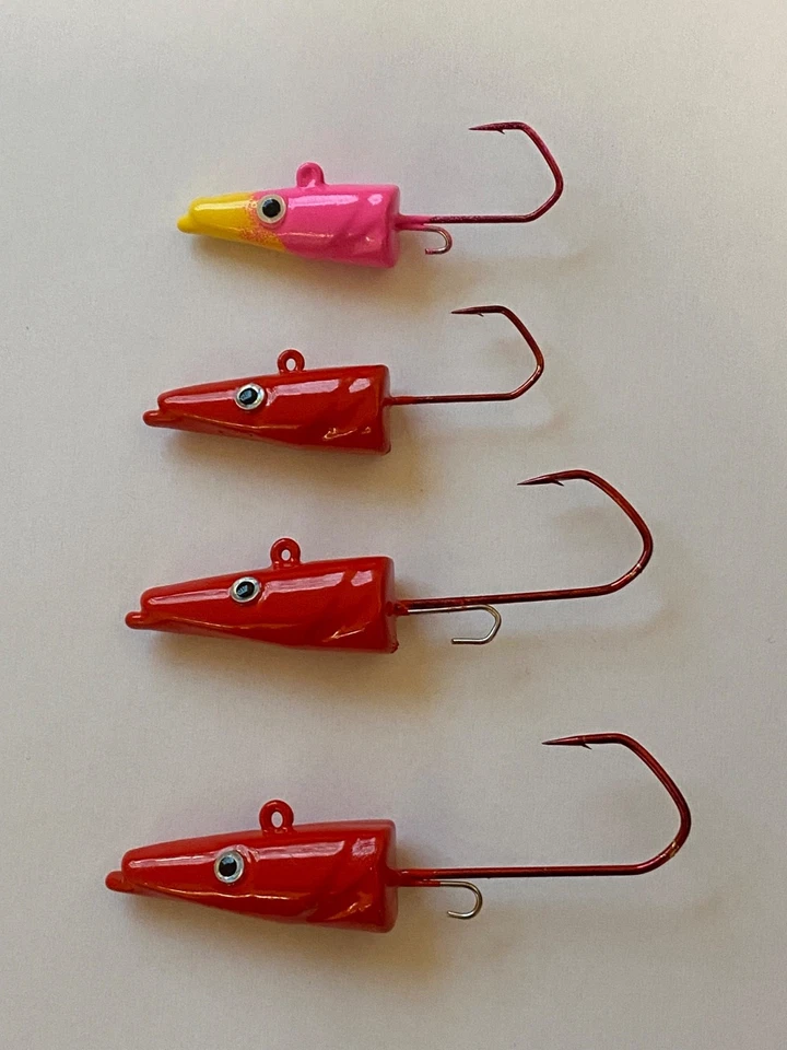 Eel-Head Jigköpfe 30-60g Mehrfarbig mit 3D Augen VMC 5150 Haken Größe 4/0 - 6/0