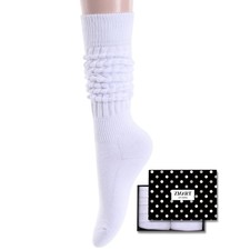 White Slouch Socks Women - Scrunch Slouchy Stacked Scrunchie Tube Knee High S...
