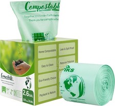 Compostable Durable Biodegradable Trash Bags, 2.6 Gallon, 125 Count, Extra Thick