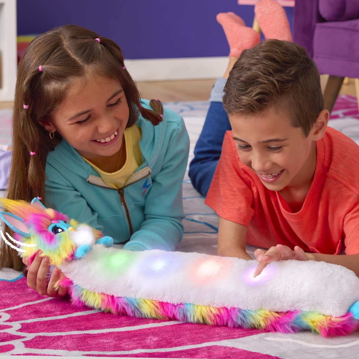 FURBY DJ Interactive Toy, Super Snuggly Rainbow Electronic Plush