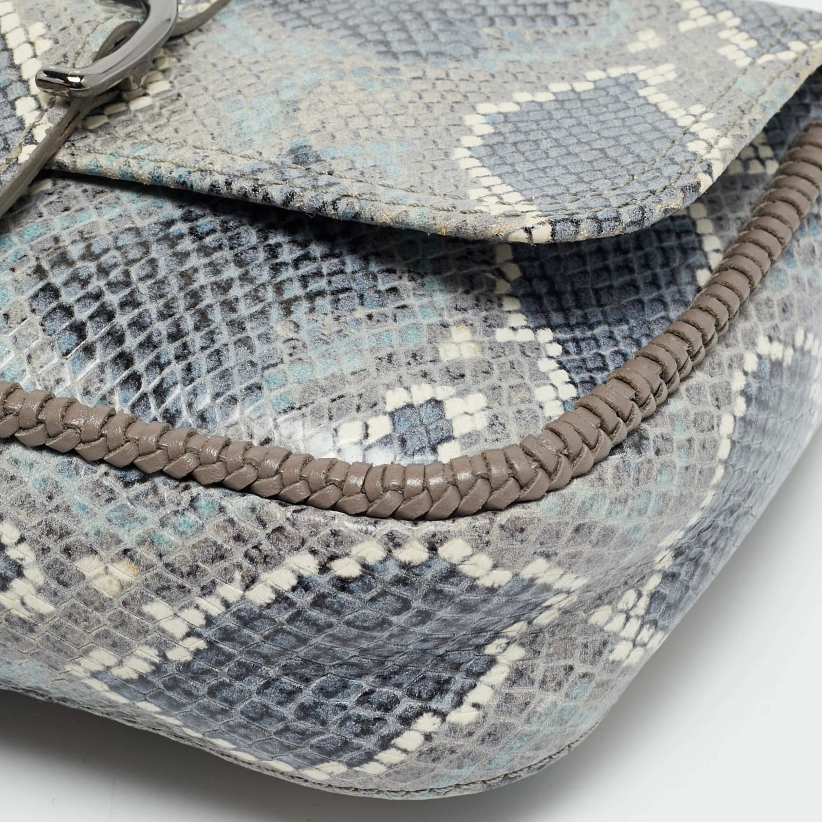 Longchamp Amazone Blue Python Embossed Leather Cr… - image 10