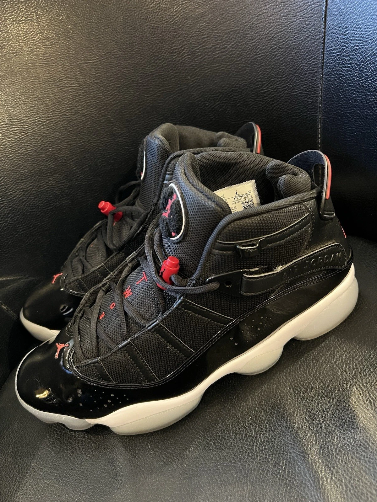 NUOVISSIMO Taglia 12M Jordan 6 Anelli 'Nero Palestra Rosso'