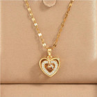 Womens Necklace Heart Pendant 18K Gold Plated Stainless Steel Jewelry Gift New