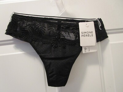 SIMONE PERELE BLOOM TANGA/ THONG PANTIES IN BLACK  NEW