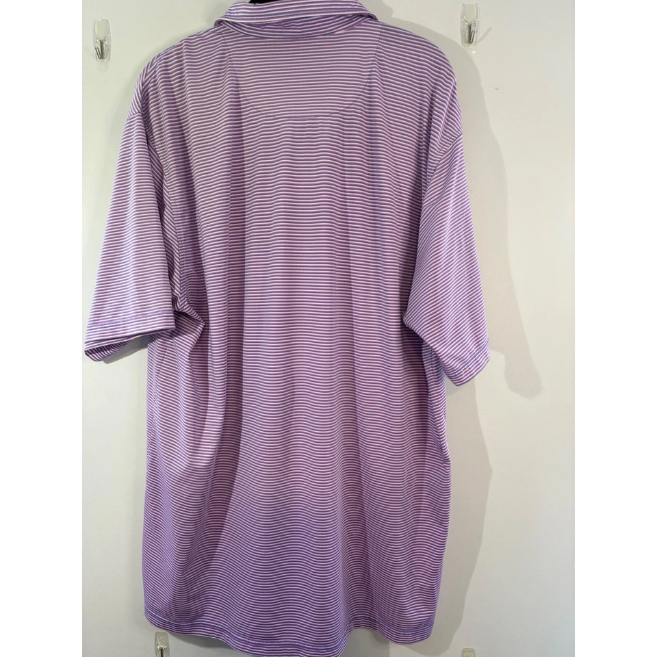 Camisa polo de golf Donald Ross a rayas púrpura atlética elástica para hombre talla L Foto 2 de 4