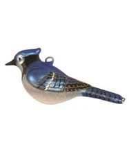Blue Jay Blown Glass Handcrafted Bird Christmas Ornament NIB Cobane