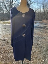 Vintage Leifsdottir Anthropologie Blue Dress Coat Fleece Wool Womens Small