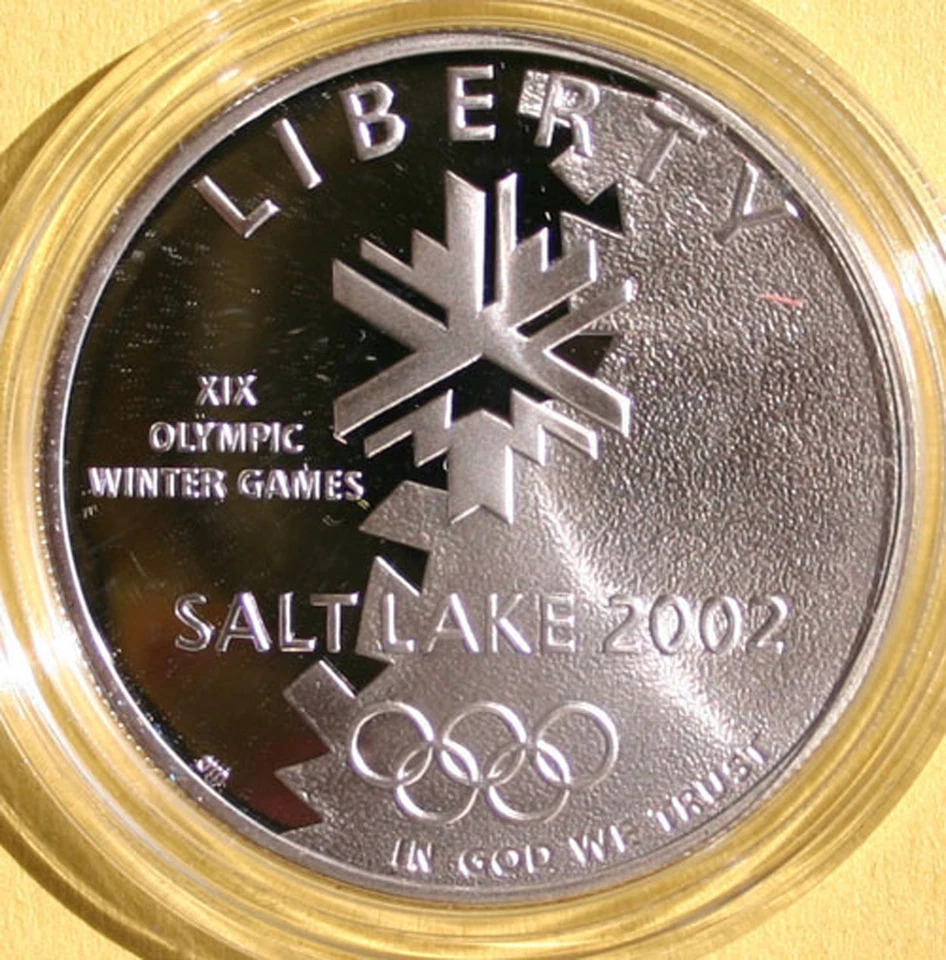 2002 SALT LAKE CITY Olympics Proof 90% Silver Dollar SLC Coin with Box and COA - Image 2 of 3