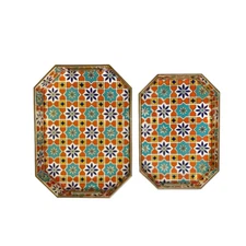 MDF Multipurpose Decorative Serving Trays for Snacks Kitchen and Dining Set of 2
