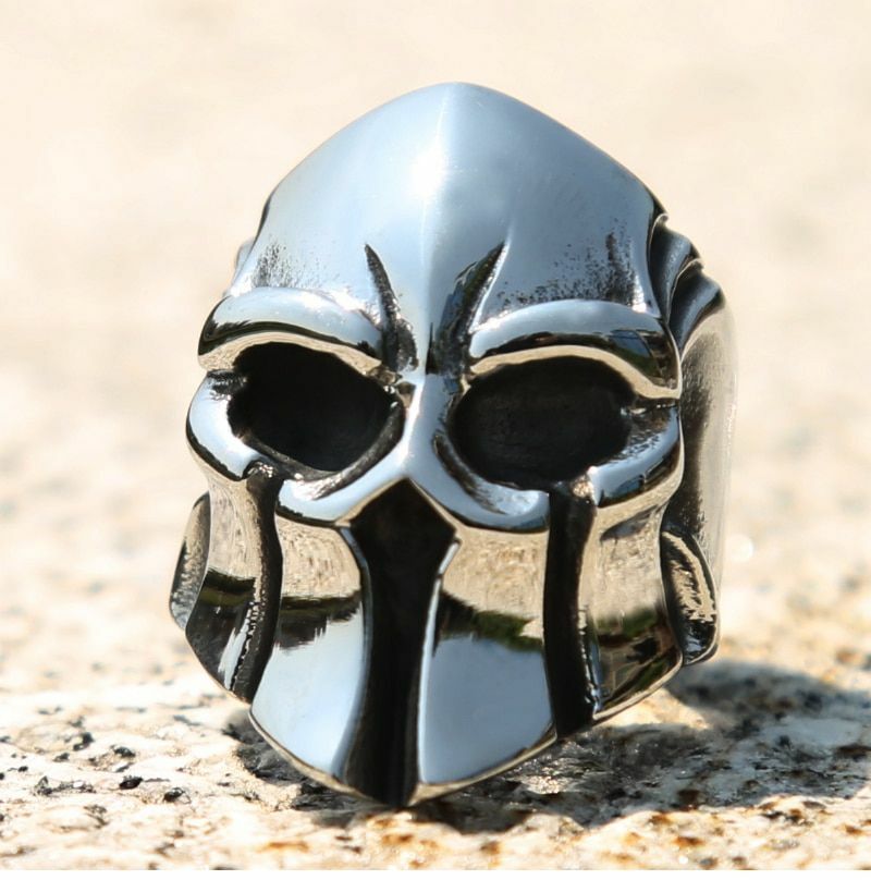 Vintaeg Viking Warrior Helmet Ring Punk Spartan Helmet Rings for Men  Fashion Stainless Steel Biker Jewelry