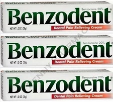 Benzodent Denture Pain Cream 1oz **(3 pack )**