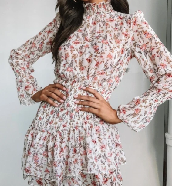 Princess Polly Guetta Mini Dress White Floral Shirred Waist
