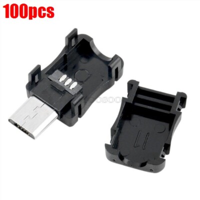 100Pcs Micro Usb 5 Pin T Port Male Plug Socket Connector/Plastic Cover ...