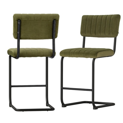 Artiss 2x Bar Stools Velvet Chairs Green eBay