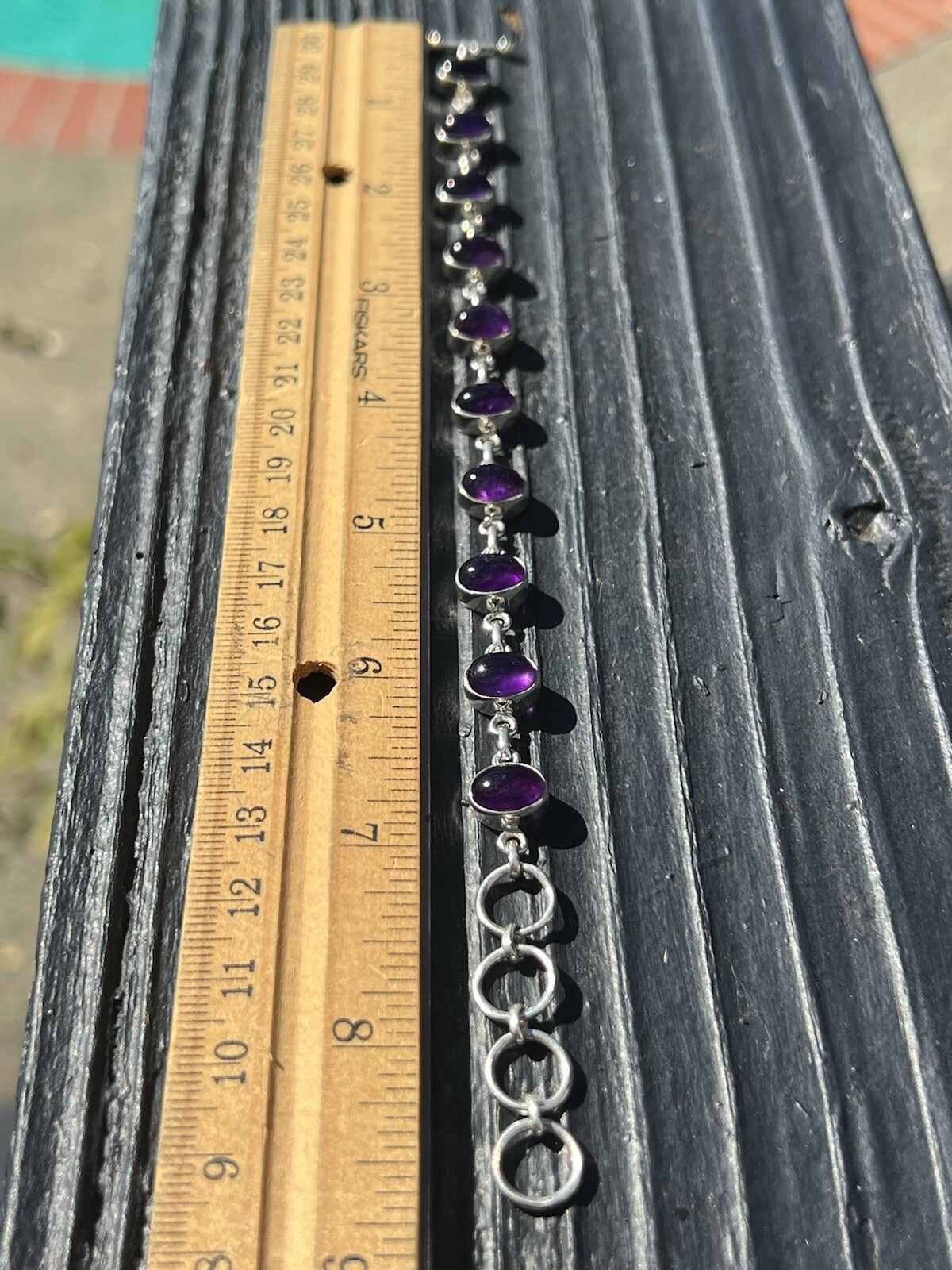 Amethyst Tennis Bracelet Adjustable solid Sterlin… - image 5