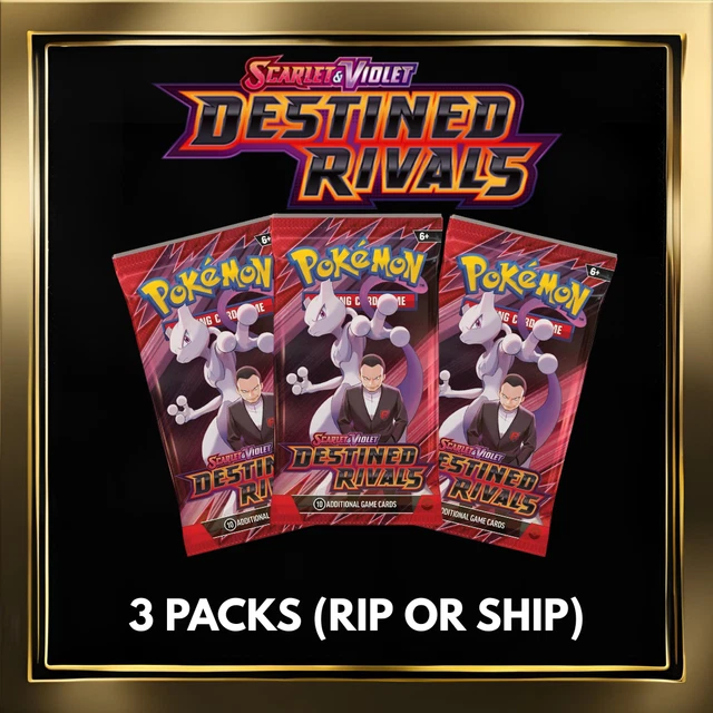 RIP & SHIP - 3X Pokemon Destined Rivals Booster Pack - On Hand