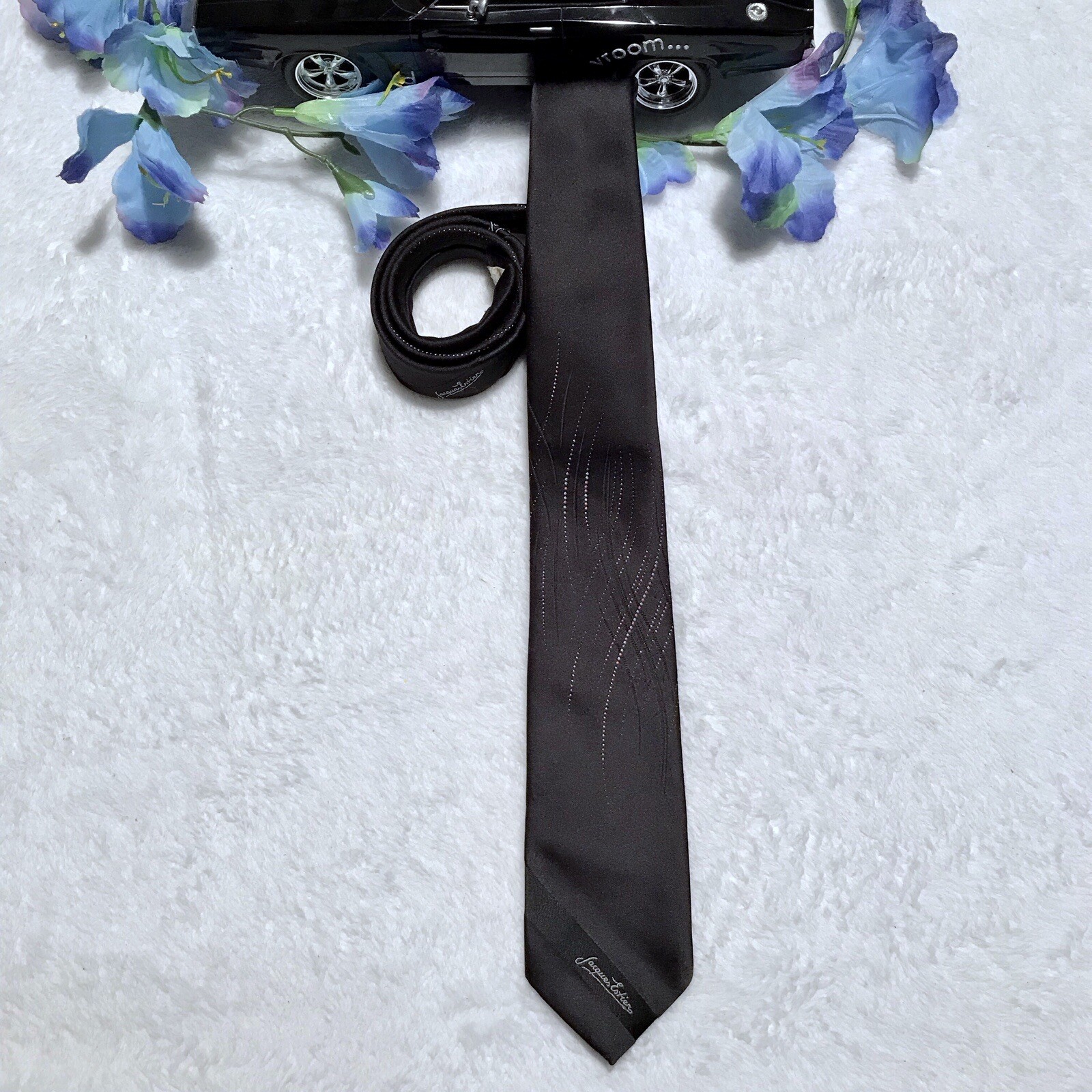 Jacques Estier Black with Multi Color Dotted Tie - image 2