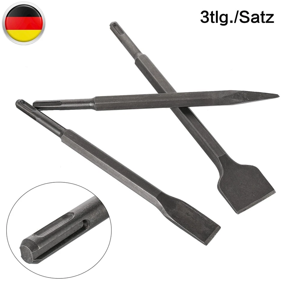 3x Für BOSCH-Meissel Heller SDS-Plus Meißel Spatmeißel Spitzmeißel Flachmeißel - Bild 3 von 4