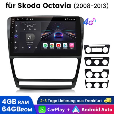 4+64GB 8Kern Android13 Autoradio Für Skoda Octavi Carplay GPS WIFI 4G BT SWC DAB