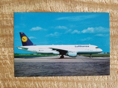 LUFTHANSA AIRBUS A320-211.VTG UNUSED AIRCRAFT POSTCARD*P8