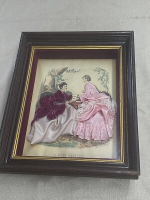 La Mode Illustree Artwork Framed 3-D affect Women in dresses vintage see pics