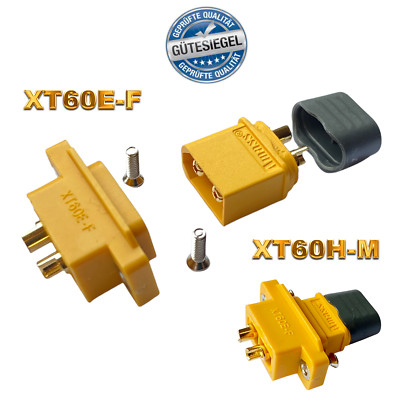   XT60E-F Buchse + XT60H Stecker Einbaustecker Goldstecker + Schrauben Lipo Akku
