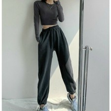 Pantaloni Sportivi Donna Larghi Tute Jogger Fodera In Fleece Spessi