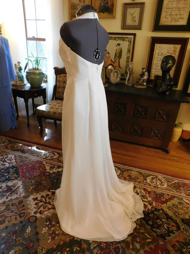 HERMOSO VESTIDO DE NOVIA AJUSTADO LÍNEA A BLANCO ACANALADO CORPIÑO ORGANZA S 4 Foto 4 de 4