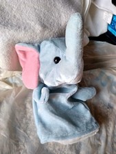Elephant Hand Puppet - blue with pink ears - clean condition