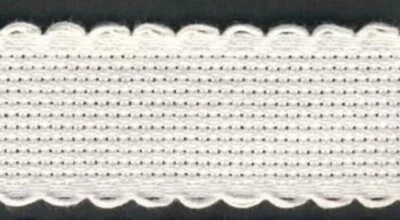 Zweigart White Aida Band 1 inch (25mm) with scallop edge - various sizes