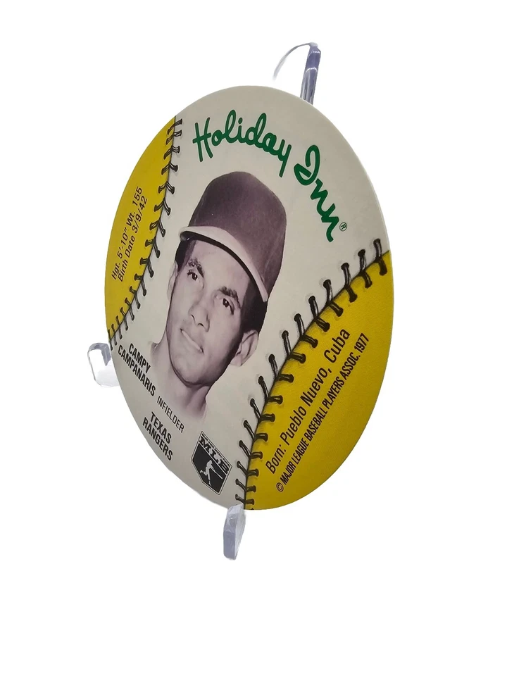 Campy Campanaris 1977 Holiday Inn MSA Baseball Card Disc Texas Rangers Set Break - Image 3 of 4