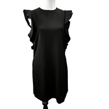 Zara Woman Black Dress Ruffle Butterfly Sleeve size M Back Zipper Sleeveless