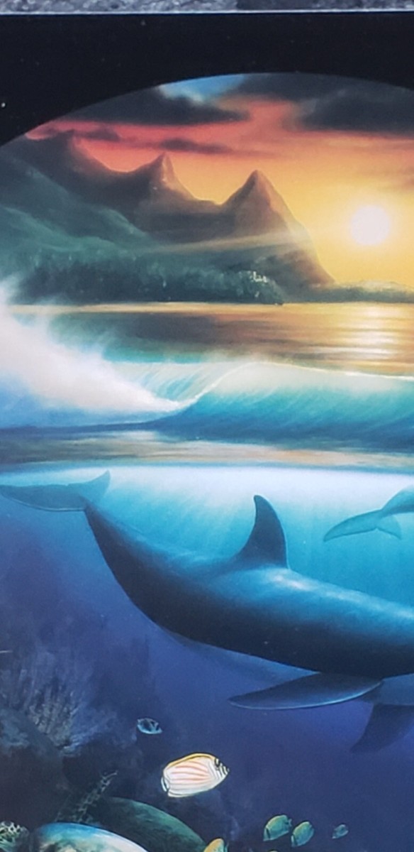 Wyland Dolphin Paradise Dolphin Sea Turtle Coral Moorish Idol Reef