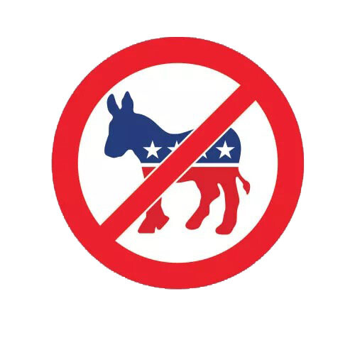 NO Democrat Donkey Logo Sticker