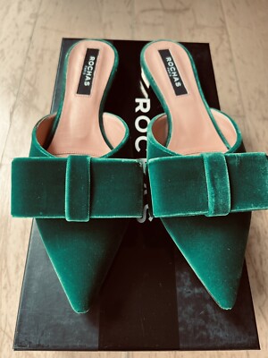 Rochas Schuhe Slingback Slipper Grün Gr. 38 LP: 499 EU NEU