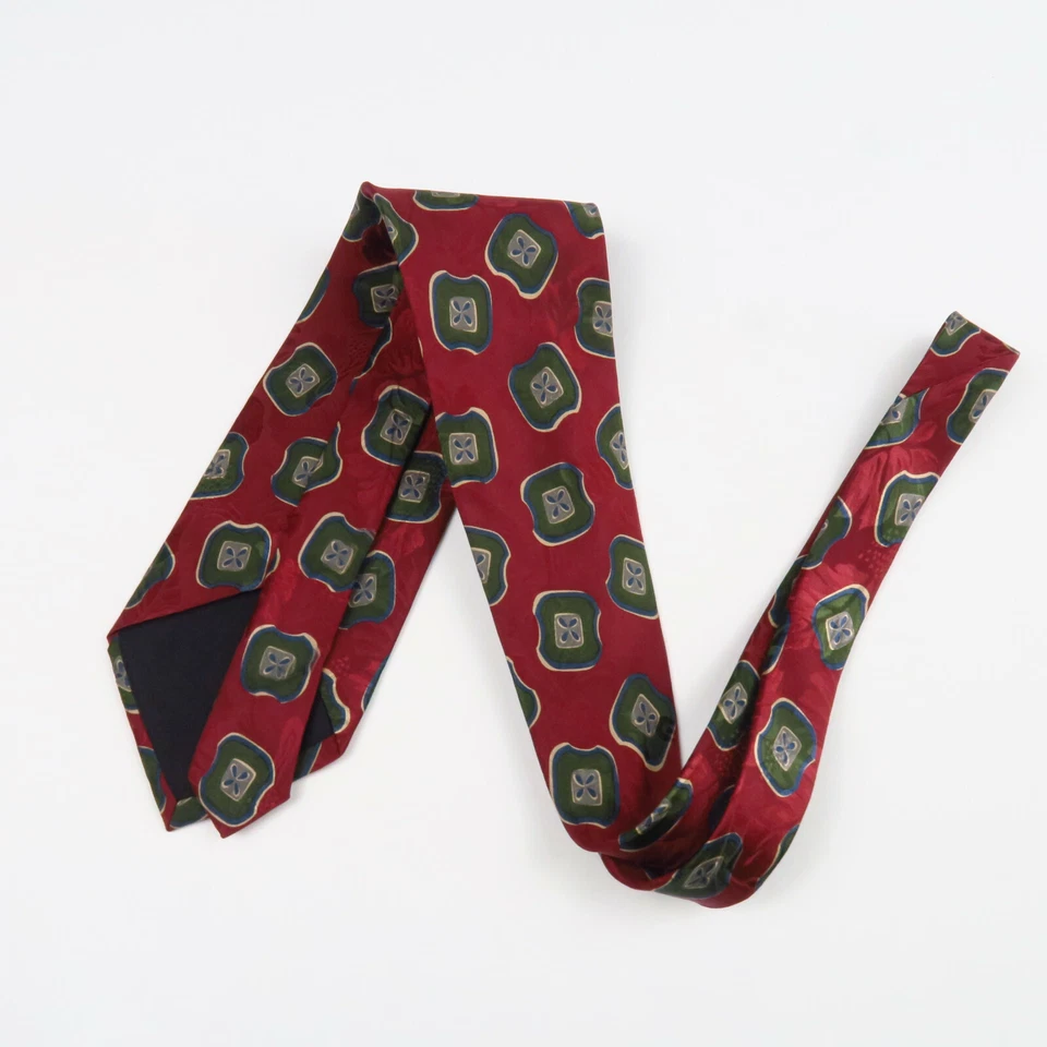 Karl Lagerfeld Mens Neck Tie Red Green Floral 58"x3.75" Foulard Pattern - Image 4 of 4